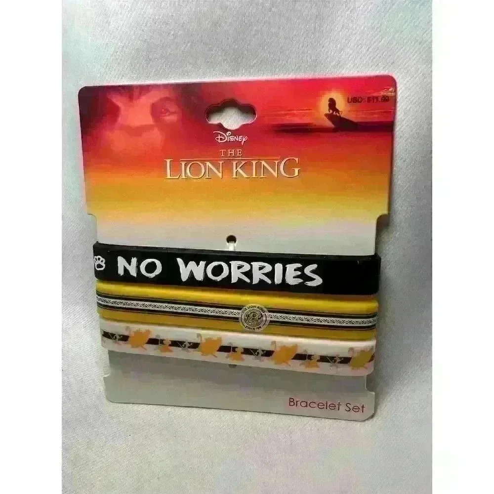 Disney The Lion King No Worries Rubber Bracelet Set - Simba, Timon, Pumbaa